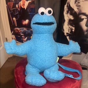 Sesame Street Blue Cookie Monster Plush Backpack